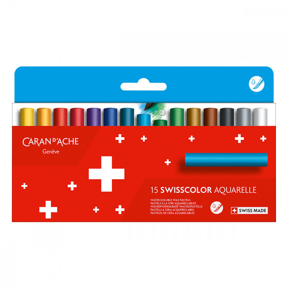 Pastel Aquarelável Wax Swisscolor Caran d’Ache 15 Cores